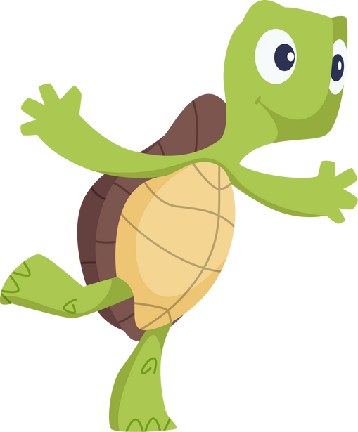 Cartoon turtles. Happy funny animals running tortoise vector