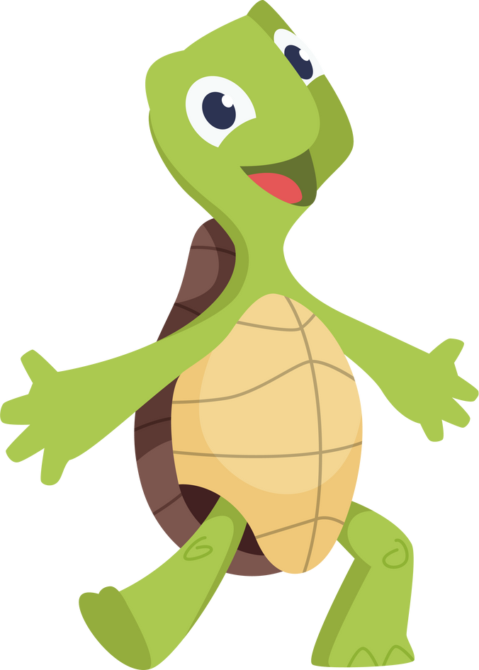 Cartoon turtles. Happy funny animals running tortoise vector