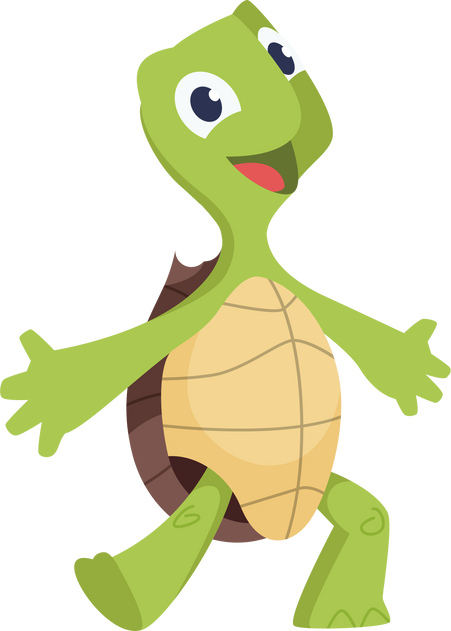 Cartoon turtles. Happy funny animals running tortoise vector